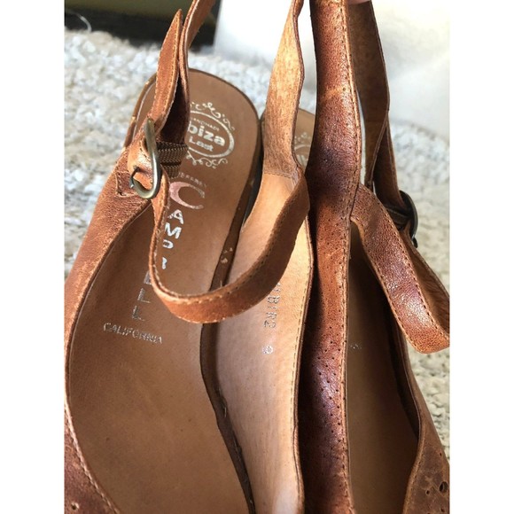 RARE Vtg Jeffery Campbell Handmade Cognac Leather Peep Toe Slingback Heels 9 - Picture 12 of 12